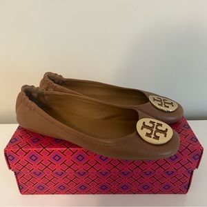 Tory Burch Leather Minnie Flat in Royal Tan